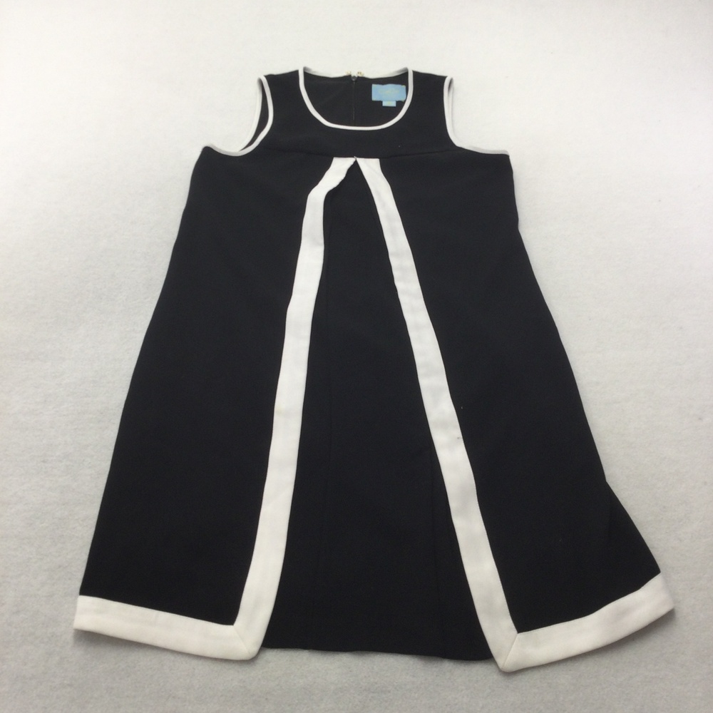 CeCe By Cynthia Steffe Dress Womens 0P Black White Colorblock Sleeveless Trapeze